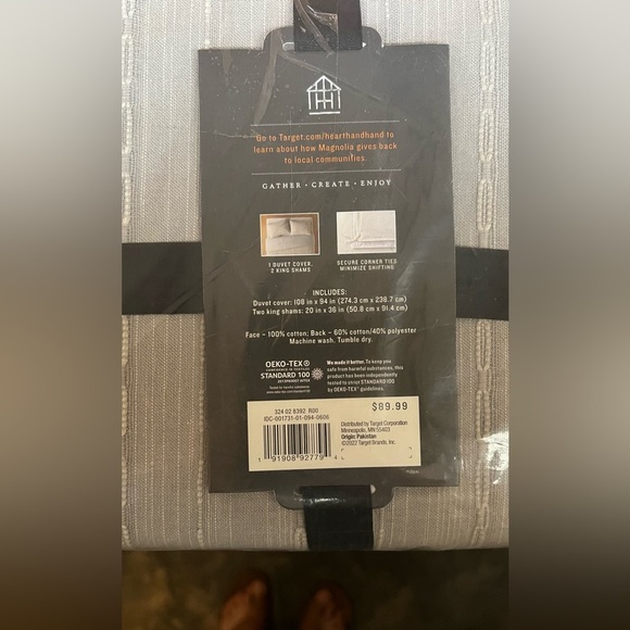 Hearth & Hand x Magnolia 3pc KING Duvet Cover Set – Gray Loop Stripe (NWT) - Picture 4 of 6